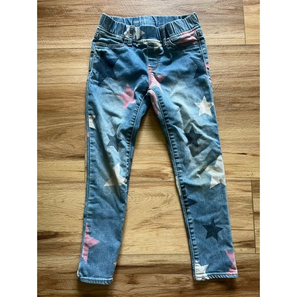 Gap Legging Jeans Kids 7‎ Blue Star Print Pull On Denim Jeggings 1969
